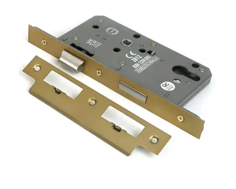 Click Here To Enlarge This Photo Of 51802 From the Anvil Satin Brass Euro Din Sashlock - 60mm Backset&sol;72mm Centres
