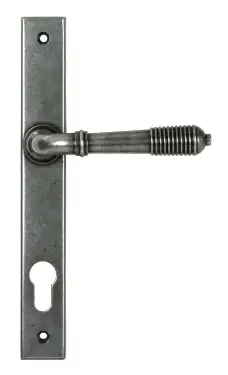 Click Here To Enlarge This Photo Of 52081 From the Anvil Pewter Reeded Slimline Lever Espag&period; Lock Set