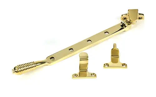 Click Here To Enlarge This Photo Of 52022 From the Anvil Polished Brass 10" Reeded Casement Stay &lpar;Steel Window&rpar;