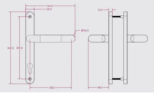 Click Here To Enlarge This Photo Of RH&period;RLB&period;PSS - Rutland FRONTIER Collection 92mm Multipoint Lock Handle &lpar;SS304&rpar; Polished Stainless Steel