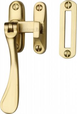 Click Here To Enlarge This Photo Of V1003 MP&sol;HP-SB Heritage Brass Casement Window Fastener Spoon Pattern Satin Brass Finish