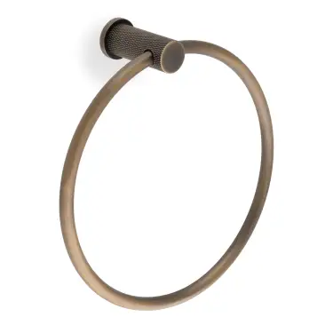 Click Here To Enlarge This Photo Of AW451AB - Alexander & Wilks Brunel Diamond Knurled Towel Ring - Antique Brass