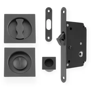Click Here To Enlarge This Photo Of AW111RDBZPVD - Alexander & Wilks Radius Sliding Door Lock Set &lpar;Square Roses&rpar;  - Dark Bronze PVD