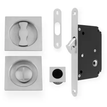 Click Here To Enlarge This Photo Of AW111RSC - Alexander & Wilks Radius Sliding Door Lock Set &lpar;Square Roses&rpar;  - Satin Chrome