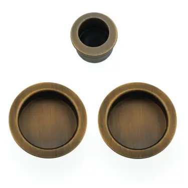 Click Here To Enlarge This Photo Of AW994AB - Alexander & Wilks Sliding Door Flush Pull Set &lpar;Round&rpar; -  Antique Brass