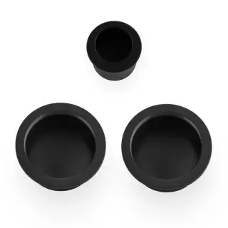 AW994BL - Alexander & Wilks Sliding Door Flush Pull Set &lpar;Round&rpar; -  Black