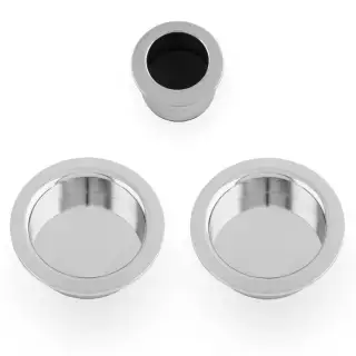 AW994PC - Alexander & Wilks Sliding Door Flush Pull Set &lpar;Round&rpar; -  Polished Chrome