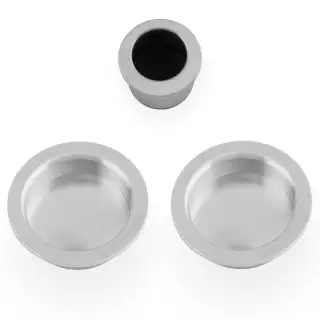 AW994SC - Alexander & Wilks Sliding Door Flush Pull Set &lpar;Round&rpar; -  Satin Chrome