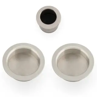 AW994SN - Alexander & Wilks Sliding Door Flush Pull Set &lpar;Round&rpar; - Satin Nickel