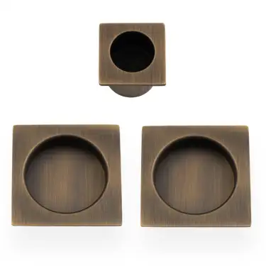 Click Here To Enlarge This Photo Of AW995AB - Alexander & Wilks Sliding Door Flush Pull Set &lpar;Square&rpar; -  Antique Brass