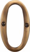 C1560 0-AT Heritage Brass Numeral 0 Face Fix 76mm &lpar;3"&rpar; Antique Brass Finish