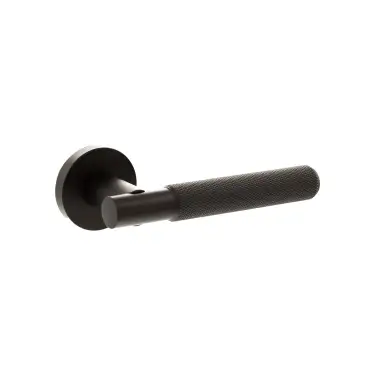 Click Here To Enlarge This Photo Of Atlantic - SPR170UDB Senza Pari 'Rosarno' Knurled Lever Door Handle on Minimal Round Rose - Urban Dark Bronze
