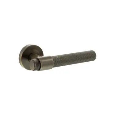 Click Here To Enlarge This Photo Of Atlantic - SPR160AB Senza Pari 'Andretta' Knurled Lever Door Handle on Minimal Round Rose - Antique Brass