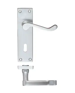 Click Here To Enlarge This Photo Of PR021SC - Zoo Hardware Project Victorian Scroll Lever on Lock Backplate &lpar;150mm x 40mm&rpar; Satin Chrome