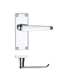 PR042CP - Zoo Hardware Project Victorian Flat Lever on Latch Backplate &lpar;114mm x 40mm&rpar; Polished Chrome