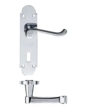 Click Here To Enlarge This Photo Of PR011CP - Zoo Hardware Project Oxford Lever on Lock Backplate &lpar;168mm x 42mm&rpar; Polished Chrome