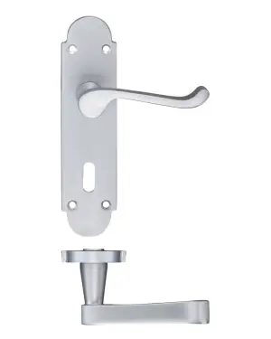 Click Here To Enlarge This Photo Of PR011SC - Zoo Hardware Project Oxford Lever on Lock Backplate &lpar;168mm x 42mm&rpar; Satin Chrome