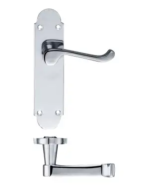 Click Here To Enlarge This Photo Of PR012CP - Zoo Hardware Project Oxford Lever on Latch Backplate &lpar;168mm x 42mm&rpar; Polished Chrome
