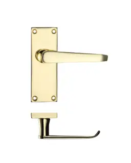 PR042EB - Zoo Hardware Project Victorian Flat Lever on Latch Backplate &lpar;114mm x 40mm&rpar; Electro Brass