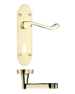 PR011EB - Zoo Hardware Project Oxford Lever on Lock Backplate &lpar;168mm x 42mm&rpar; Electro Brass