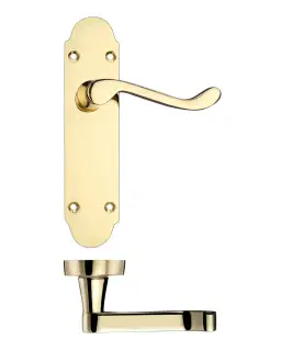 PR012EB - Zoo Hardware Project Oxford Lever on Latch Backplate &lpar;168mm x 42mm&rpar; Electro Brass