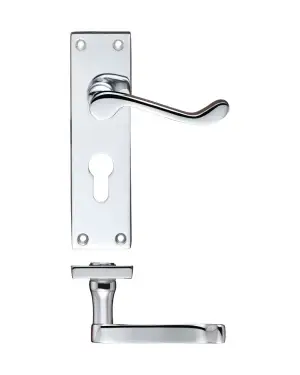 Click Here To Enlarge This Photo Of PR021EPCP - Zoo Hardware Project Victorian Scroll Lever on Europrofile Lock Backplate &lpar;150mm x 40mm&rpar; Polished Chrome