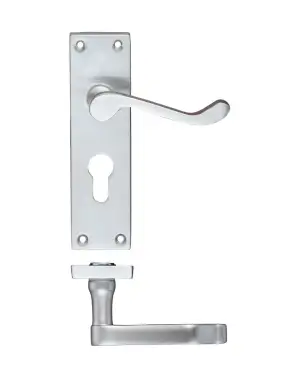 Click Here To Enlarge This Photo Of PR021EPSC - Zoo Hardware Project Victorian Scroll Lever on Europrofile Lock Backplate &lpar;150mm x 40mm&rpar; Satin Chrome
