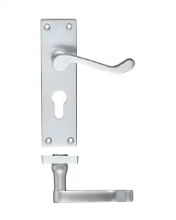 PR021EPSC - Zoo Hardware Project Victorian Scroll Lever on Europrofile Lock Backplate &lpar;150mm x 40mm&rpar; Satin Chrome