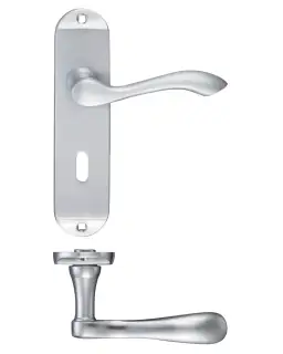 PR031SC - Zoo Hardware Project Arundel Lever on Lock Backplate &lpar;180mm x 40mm&rpar; Satin Chrome