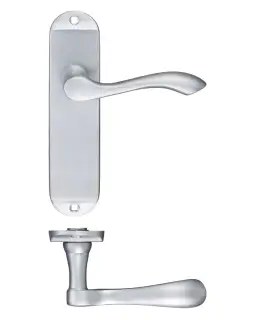 PR032SC - Zoo Hardware Project Arundel Lever on Latch Backplate &lpar;180mm x 40mm&rpar; Satin Chrome