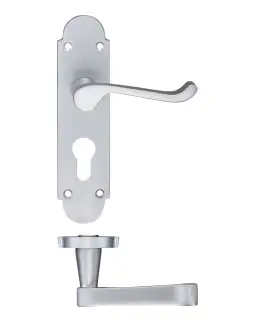 PR011EPSC - Zoo Hardware Project Oxford Lever on Europrofile Lock Backplate &lpar;168mm x 42mm&rpar; Satin Chrome