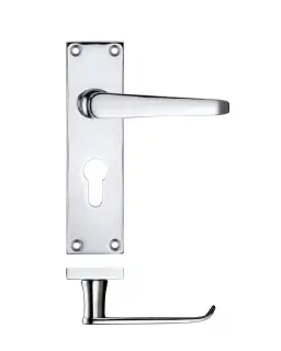 PR041EPCP - Zoo Hardware Project Victorian Flat Lever on Europrofile Lock Backplate &lpar;150mm x 40mm&rpar; Polished Chrome