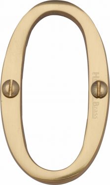 Click Here To Enlarge This Photo Of C1560 0-PB Heritage Brass Numeral 0 Face Fix 76mm &lpar;3"&rpar; Polished Brass Finish