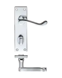 PR023CP - Zoo Hardware Project Victorian Scroll Lever on Bathroom Backplate &lpar;150mm x 40mm&rpar; Polished Chrome