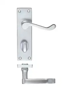 PR023SC - Zoo Hardware Project Victorian Scroll Lever on Bathroom Backplate &lpar;150mm x 40mm&rpar; Satin Chrome