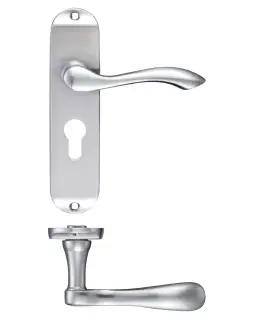 PR031EPSC - Zoo Hardware Project Arundel Lever on Europrofile Lock Backplate &lpar;180mm x 40mm&rpar; Satin Chrome