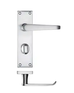 PR043SC - Zoo Hardware Project Victorian Flat Lever on Bathroom Backplate &lpar;150mm x 40mm&rpar; Satin Chrome