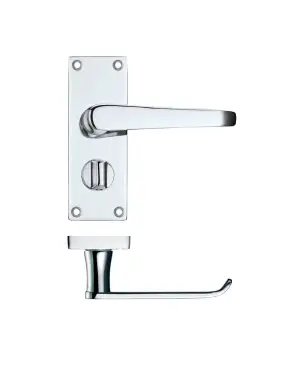 Click Here To Enlarge This Photo Of PR044CP - Zoo Hardware Project Victorian Flat Lever on Privacy Backplate &lpar;114mm x 40mm&rpar; Polished Chrome