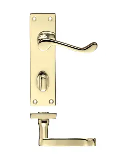 PR023EB - Zoo Hardware Project Victorian Scroll Lever on Bathroom Backplate &lpar;150mm x 40mm&rpar; Electro Brass