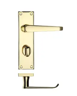 PR043EB - Zoo Hardware Project Victorian Flat Lever on Bathroom Backplate &lpar;150mm x 40mm&rpar; Electro Brass