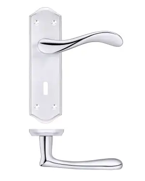 Click Here To Enlarge This Photo Of PR061SCCP - Zoo Hardware Project Asti Lever on Lock Backplate &lpar;180mm x 50mm&rpar; Satin&sol;Polished Chrome