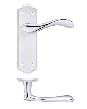 Click Here To Enlarge This Photo Of PR062SCCP - Zoo Hardware Project Asti Lever on Latch Backplate &lpar;180mm x 50mm&rpar; &sol;Satin&sol;Polished Chrome