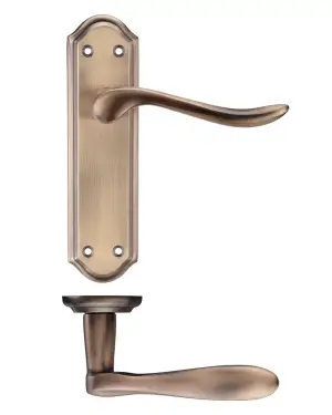 Click Here To Enlarge This Photo Of PR072FB - Zoo Hardware Project Lincoln Lever on Latch Backplate &lpar;180mm x 48mm&rpar; Florentine Bronze