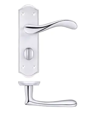 Click Here To Enlarge This Photo Of PR063SCCP - Zoo Hardware Project Asti Lever on Bathroom Backplate &lpar;180mm x 50mm&rpar; Satin&sol;Polished Chrome