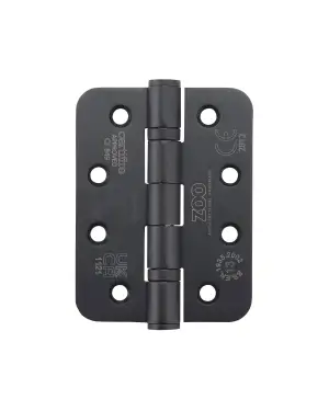 Click Here To Enlarge This Photo Of ZHSS243R-MB - Zoo Hardware Grade 13 CE Fire Rated Ball Bearing Hinges &lpar;Radius&rpar; 102 x 76 x 3mm Matt Black