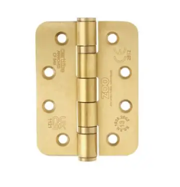 Click Here To Enlarge This Photo Of ZHSS243R-PVDSB - Zoo Hardware Grade 13 CE Fire Rated Ball Bearing Hinges &lpar;Radius&rpar; 102 x 76 x 3mm PVD Satin Brass