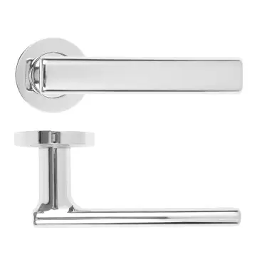 Click Here To Enlarge This Photo Of RM180CP - Zoo Hardware Rosso Maniglie 'Frigo' Lever on Round Rose - Polished Chrome Finish