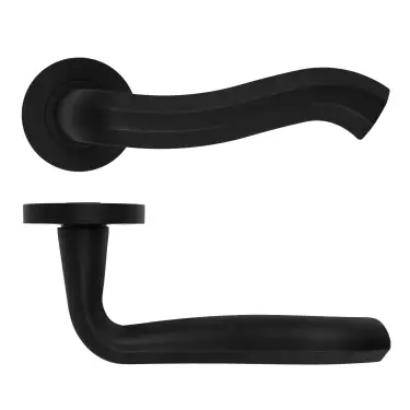 Click Here To Enlarge This Photo Of RM190OMB - Zoo Hardware Rosso Maniglie 'Rococo' Lever on Round Rose - Oscuro Matt Black Finish