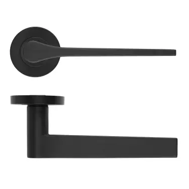 Click Here To Enlarge This Photo Of RM210OMB - Zoo Hardware Rosso Maniglie 'Gio' Lever on Round Rose - Oscuro Matt Black Finish
