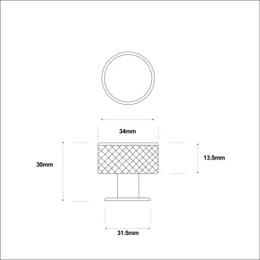 Click Here To Enlarge This Photo Of Eclipse 95602 34mm Knurled Cupboard Knob - Matt Black